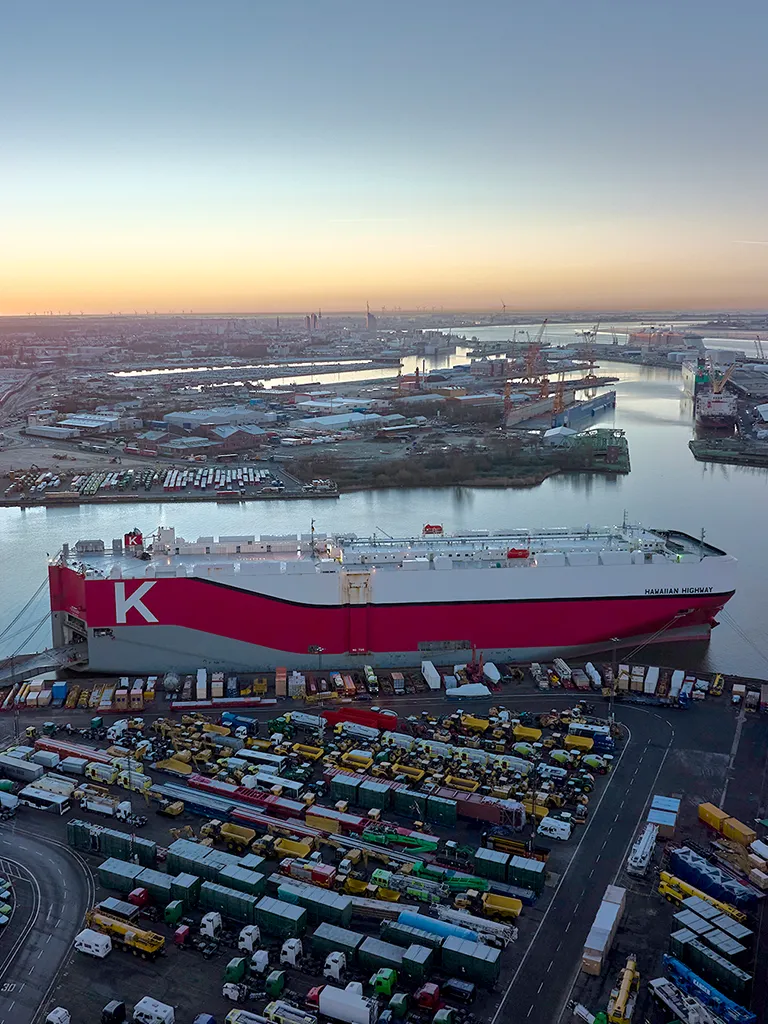 Aerial view of the harbor at sunset (Photo)